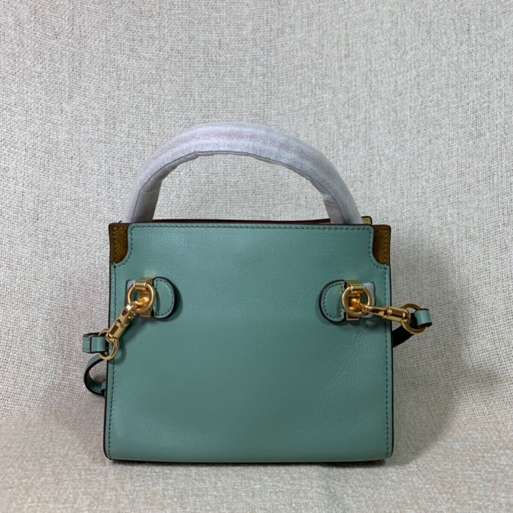 NEW Tory Burch Lee Radziwill Rivulet Blue Leather Petite Double Bag/Shoulder Bag - Picture 6 of 15